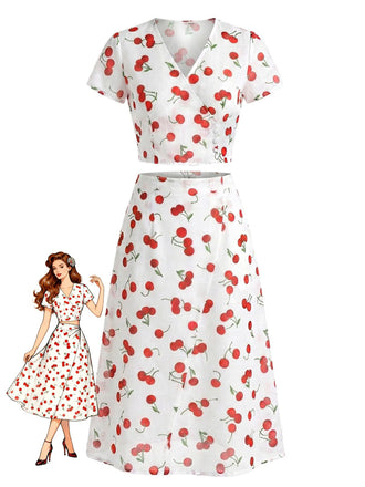 Red 1960s Print 2PCS