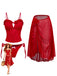 2PCS Red 1960s Cutout Ruffled Tankini Set & Cover-Up - vintage fashion, retro style, elegant red