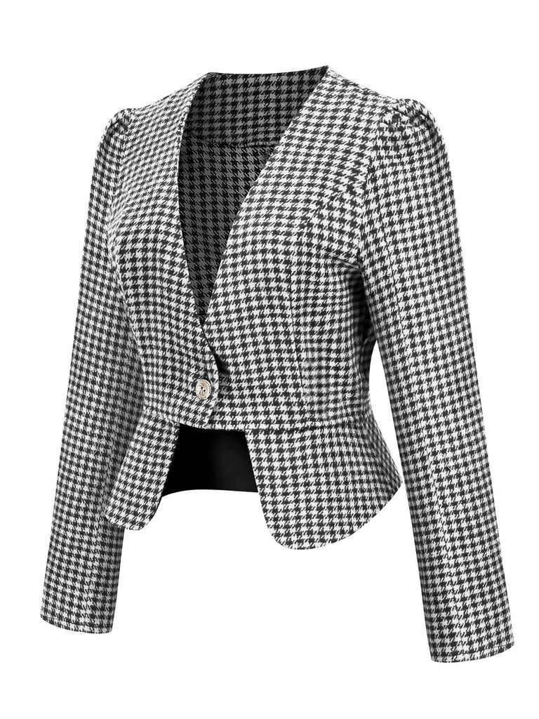 2PCS Retro Plaid Blazer & Panel Skirt: timeless style reimagined