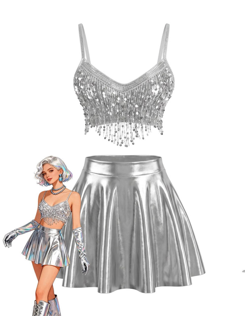 Silver 1950s Vintage Two Piece Set