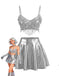 Silver 1950s Vintage Two Piece Set
