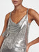 2PCS Silver 1980s Sequined Suspender Tassel Top & Skirt: a 1980s classic that whispers rather than shouts