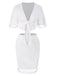 She pairs this 2PCS White 1960s Solid Tassels Bind Top & Pencil Skirt with confidence and 1960s charm