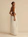 2PCS White 1970s Wrinkle Halter Backless Top & Skirts — 1970s elegance she can wear anywhere
