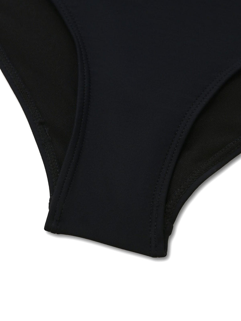 2PCS Metallic 1980s Pleated Cut-Out Swimsuit & Cover-Up