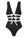 2PCS Black 1940s Bow One-Piece Swimsuit & Swim Skirt