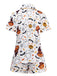 Black 1950s Halloween Print Notched Collar Pajama Set