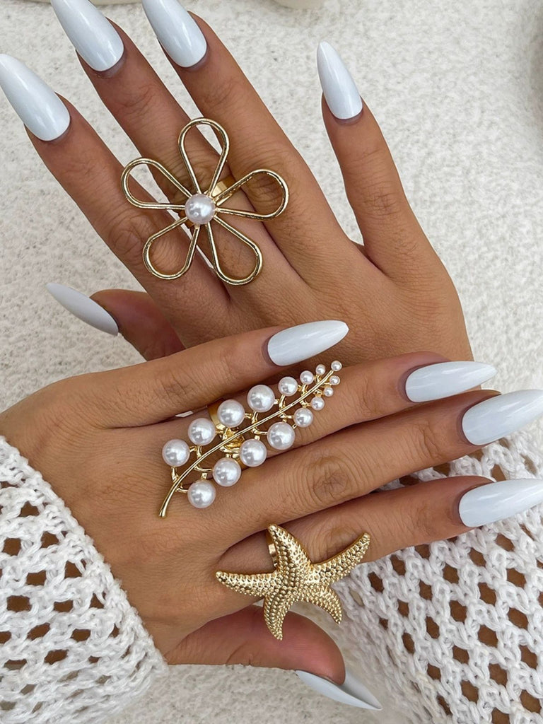 Starfish Flower Pearl Ring