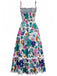 1940s Floral Ruffle Trim Spaghetti Strap Dress
