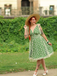 Green 1950s Daisy Mesh Swing Dress