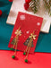 Christmas Gold Bow Bell Drop Earrings