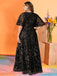 [Plus Size] Black 1930s Sequined Short Sleeves Maxi Dress