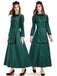 Green 1950s Victorian Satin Long Maid Dress