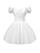 White 1960s Satin Off-Shoulder Mini Dress