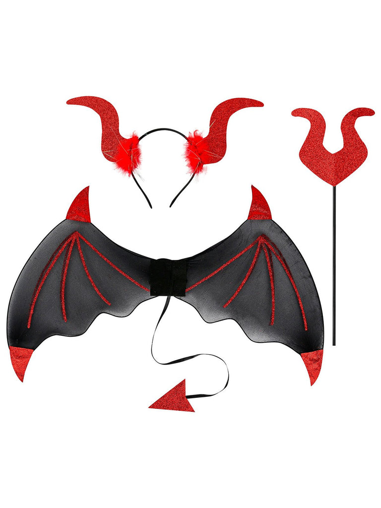 3PCS Halloween Bat Wing & Wand & Headband