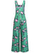 Green 1940s Floral Print Wide-Legged Jumpsuit