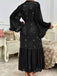 Black 1970s Sheer Glitter Mesh Belted Robes