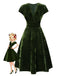 Red 1940s Deep V-Neck Pearl Velvet Dress
