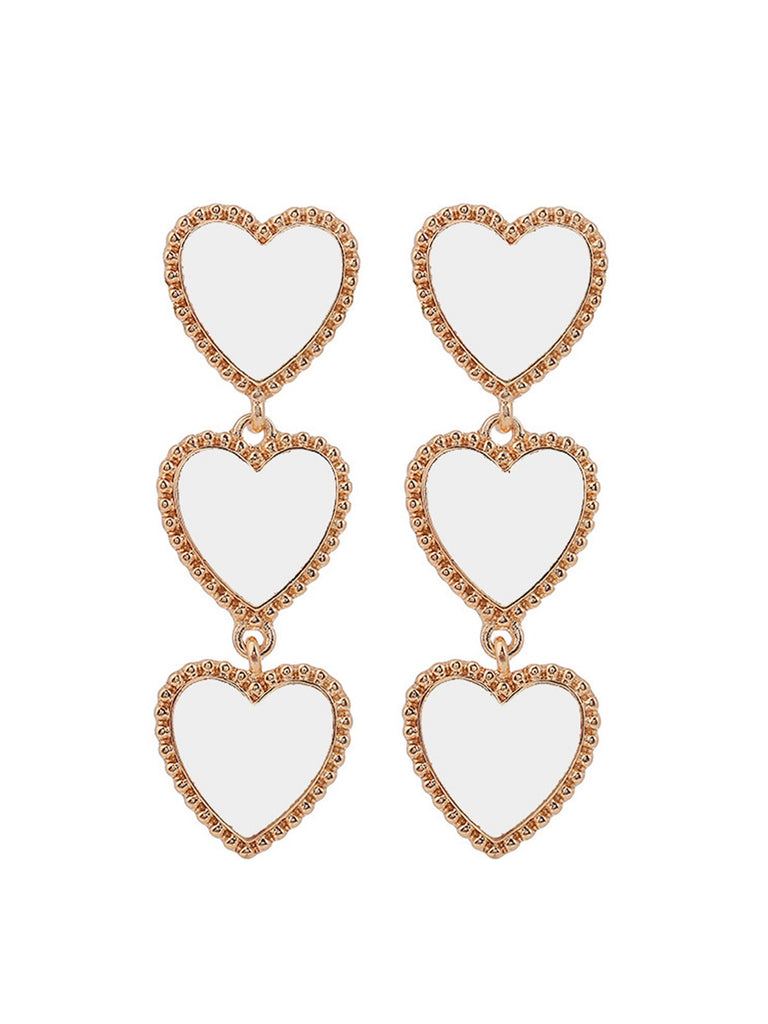 Valentine's Day Triple Heart-Shaped Pendant Earrings