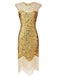 1920s Sequin Beads Fringed Evening Dress