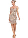 Champagne 1920s Spaghetti Strap Fringe Sequined Dress