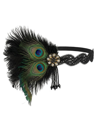 [Pre-Sale] 1920s Gatsby Peacock Feather Flapper Tassel Headband