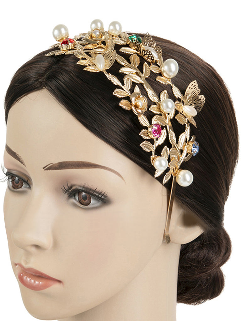Christmas Butterfly Alloy Imitation Pearl Hairband