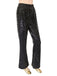 Black 1920s Solid Sequin Flared Pants