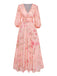 Pale Pink 1930s Floral V-Neck Chiffon Dress