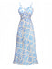 Blue 1930s Spaghetti Strap Daisy Dress