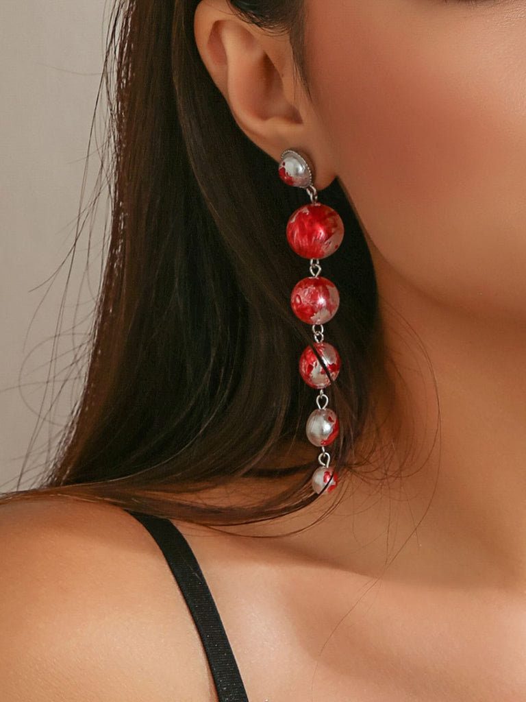 Gothic Blood Pearl Tassel Earrings