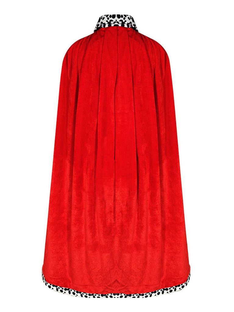 Red 1930s Cruella Dalmatian Trimmed Tie Neck Cape