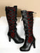 Vintage Punk Lace-Up Lace High Heel Boots