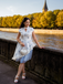 1950s Mock Neck 3D Rosette Polka Dot Mesh Dress