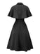 1950s Solid Lapel Capelet Dress