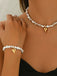 Gold Heart Pendant Necklace & Bracelet Set