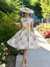 Yellow 1950s Boat Neck Antique Floral Dress