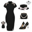 [US Warehouse] Black 1960s Butterfly Backless Pencil Dress