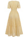 Yellow 1940s Eyelet Lace V-neck Tiered Maxi Dress