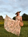 Multicolor 1930s Floral V-Neck Bohemian Slip Dress