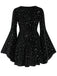 [Plus Size] Black 1960s Star V-Neck Velvet Dress