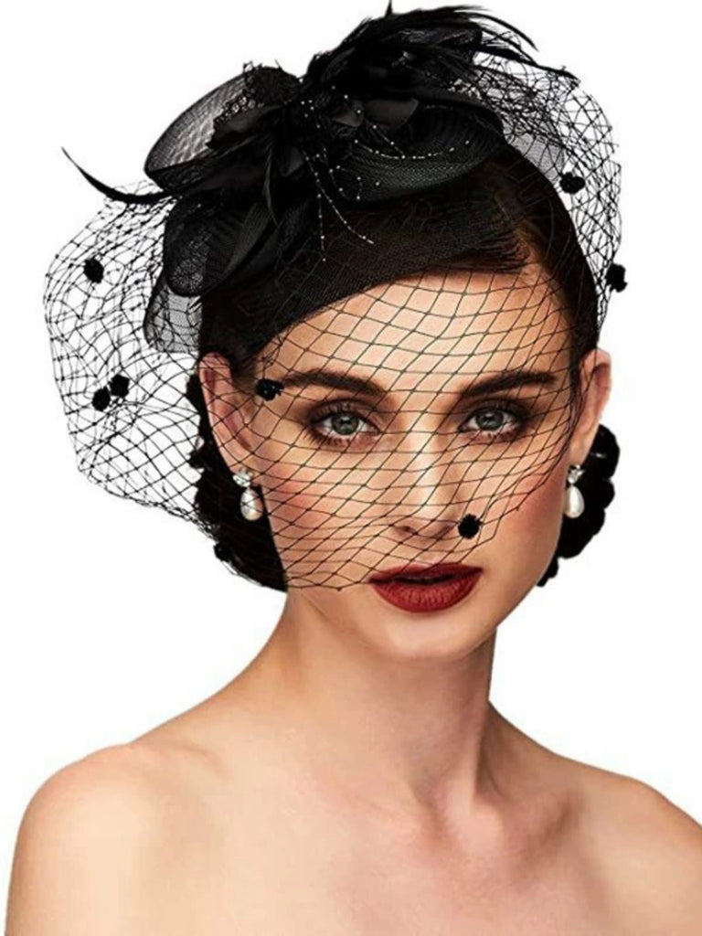 Vintage Mesh Feather Bow Hair Accessories