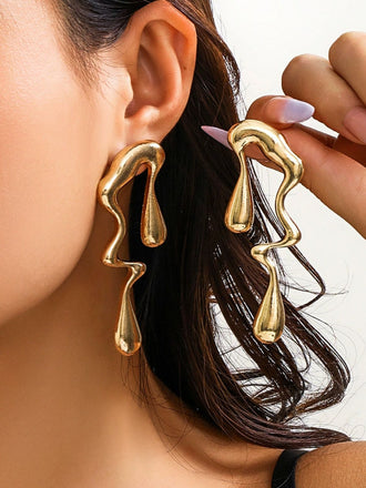 Vintage Liquid Metal Drop Stud Earrings