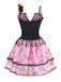 1970s Rainbow Halloween Print Vampire Bride Dress