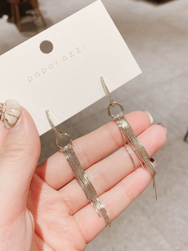 Vintage Gold Pearl Tassel Earrings