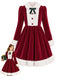 [Pre-Sale] Red & White 1950s Christmas Velvet Fur Trim Bow Dress
