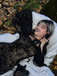 Black 1950s Lace Floral Bishop Sleeves Dress