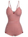 Red 1940s Spaghetti Strap Stripes One-Piece Swimsuit
