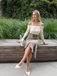 Khaki 1930s Off Shoulder Knit Belt Mermaid Dress