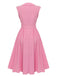 Pink 1940s Doll Collar Solid Dress